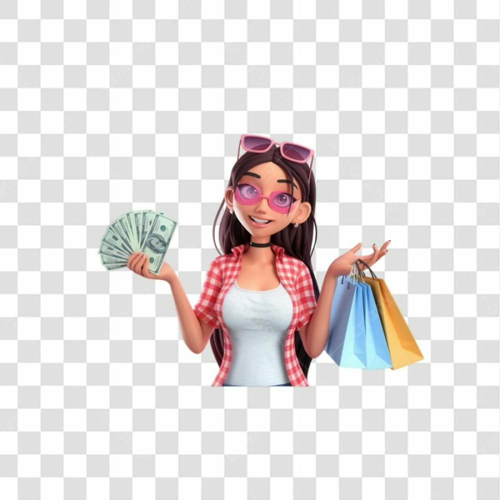 3D Render Compras Elemento Ícone Psd Png