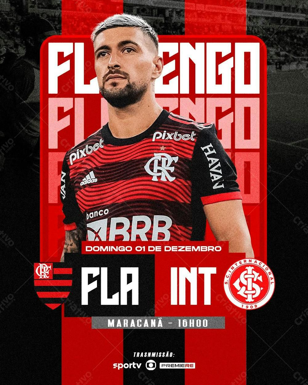 Flyer Futebol Flamengo X Inter Feed Psd