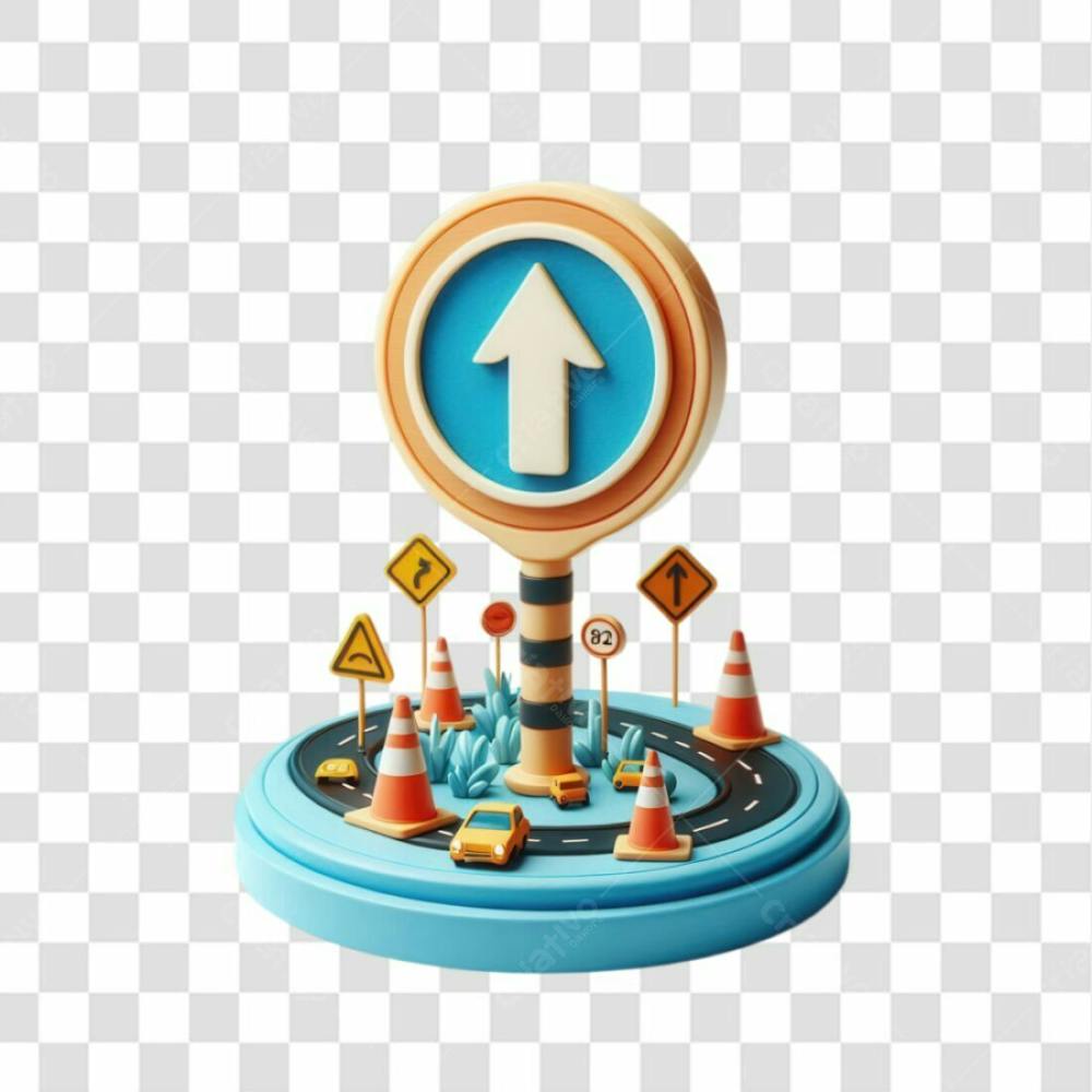 3D Render Cone Construção Elemento Ícone Psd Png