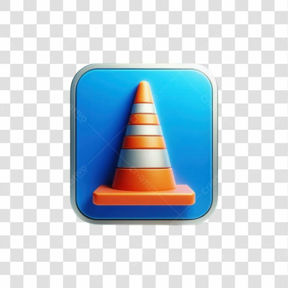 3D Render Cone Construção Elemento Ícone Psd Png