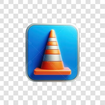 3D Render Cone Construção Elemento Ícone Psd Png