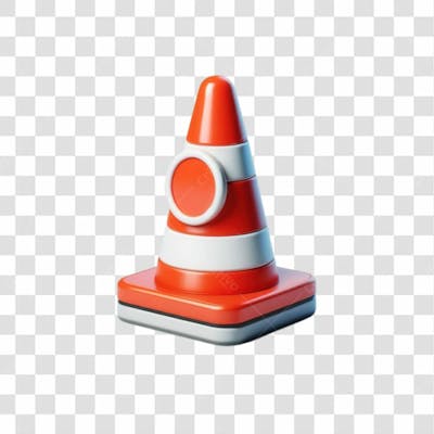3D Render Cone Construção Elemento Ícone Psd Png