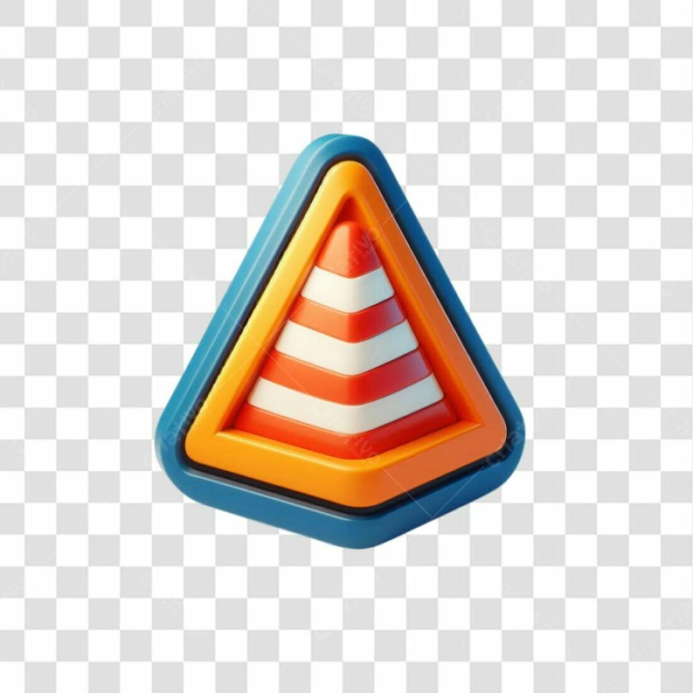 3D Render Cone Construção Elemento Ícone Psd Png