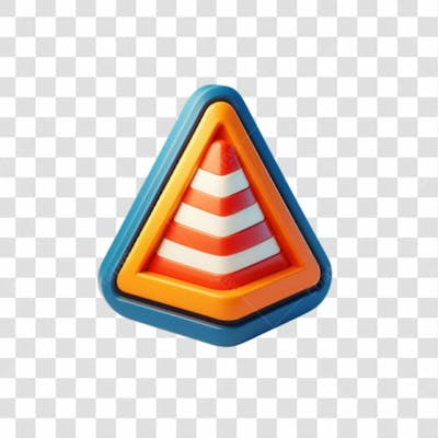 3D Render Cone Construção Elemento Ícone Psd Png