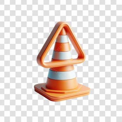 3D Render Cone Construção Elemento Ícone Psd Png