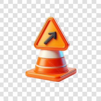 3D Render Cone Construção Elemento Ícone Psd Png