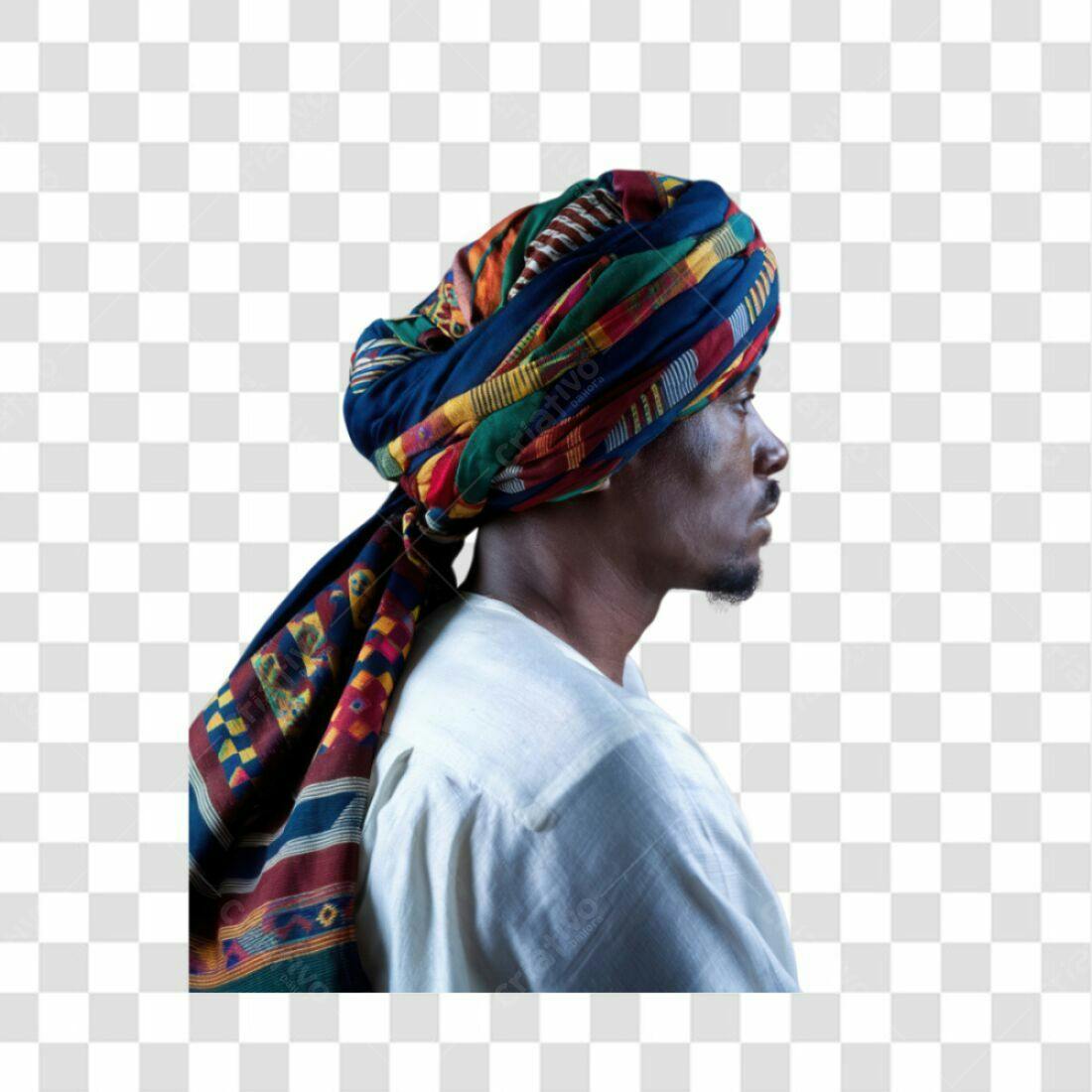 Icone Homem com Turbante Africano PNG com fundo transparente