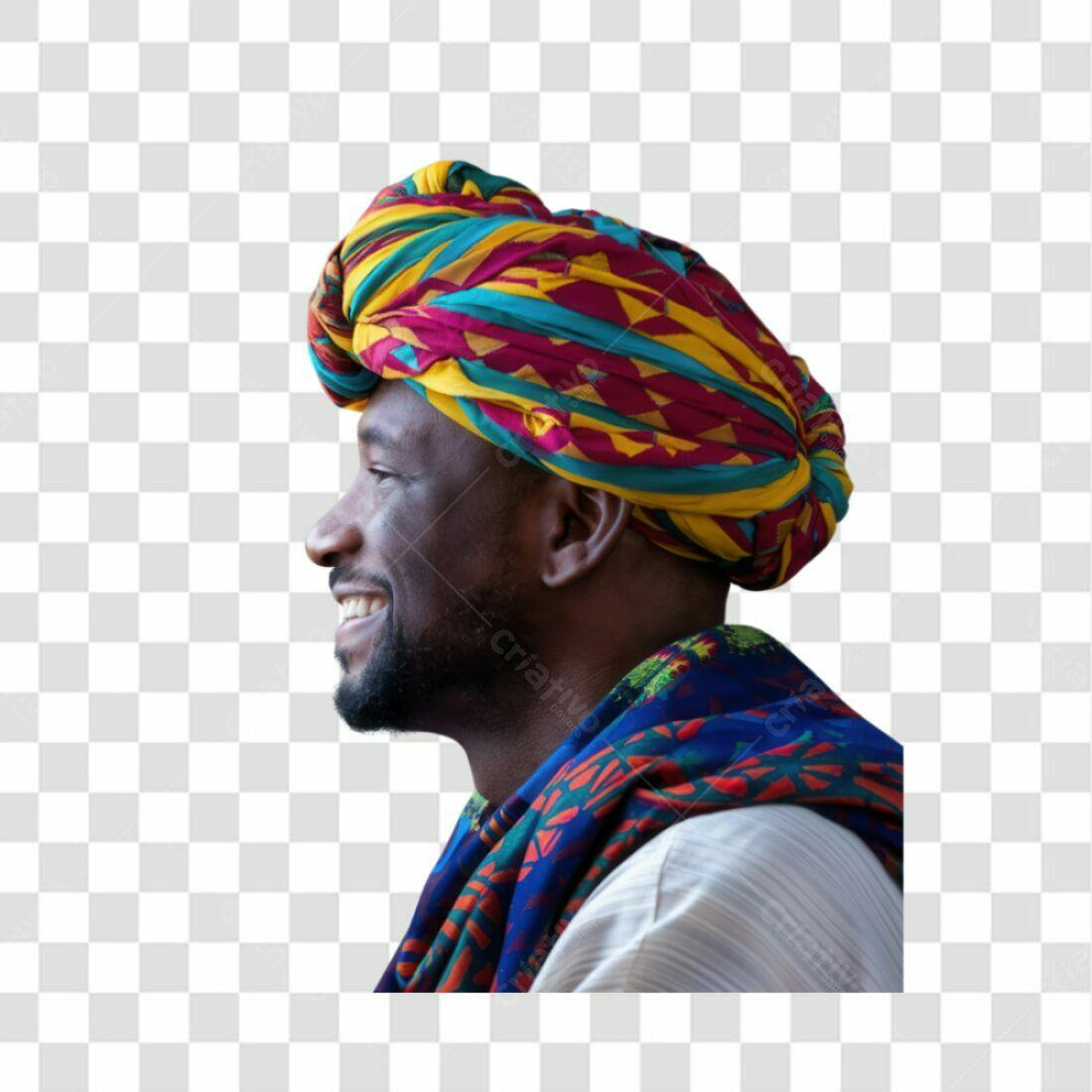 Icone Homem Africano Turbante PNG com fundo transparente