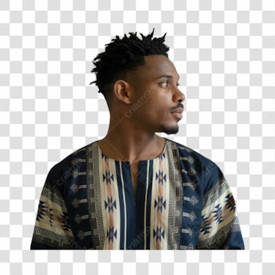 Homem Negro Afro Elemento Psd Png