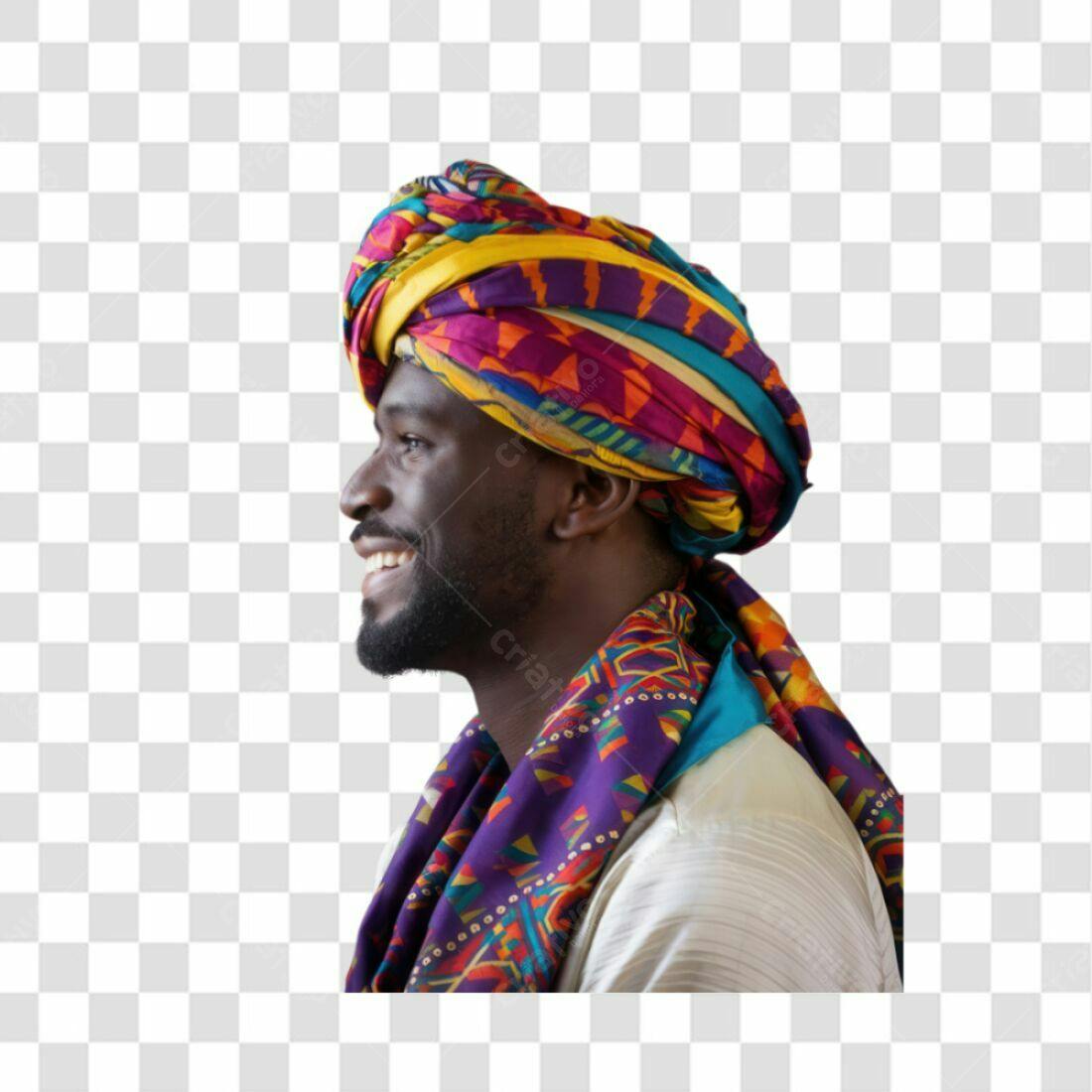 Icone Homem Africano com Turbante PNG com fundo transparente