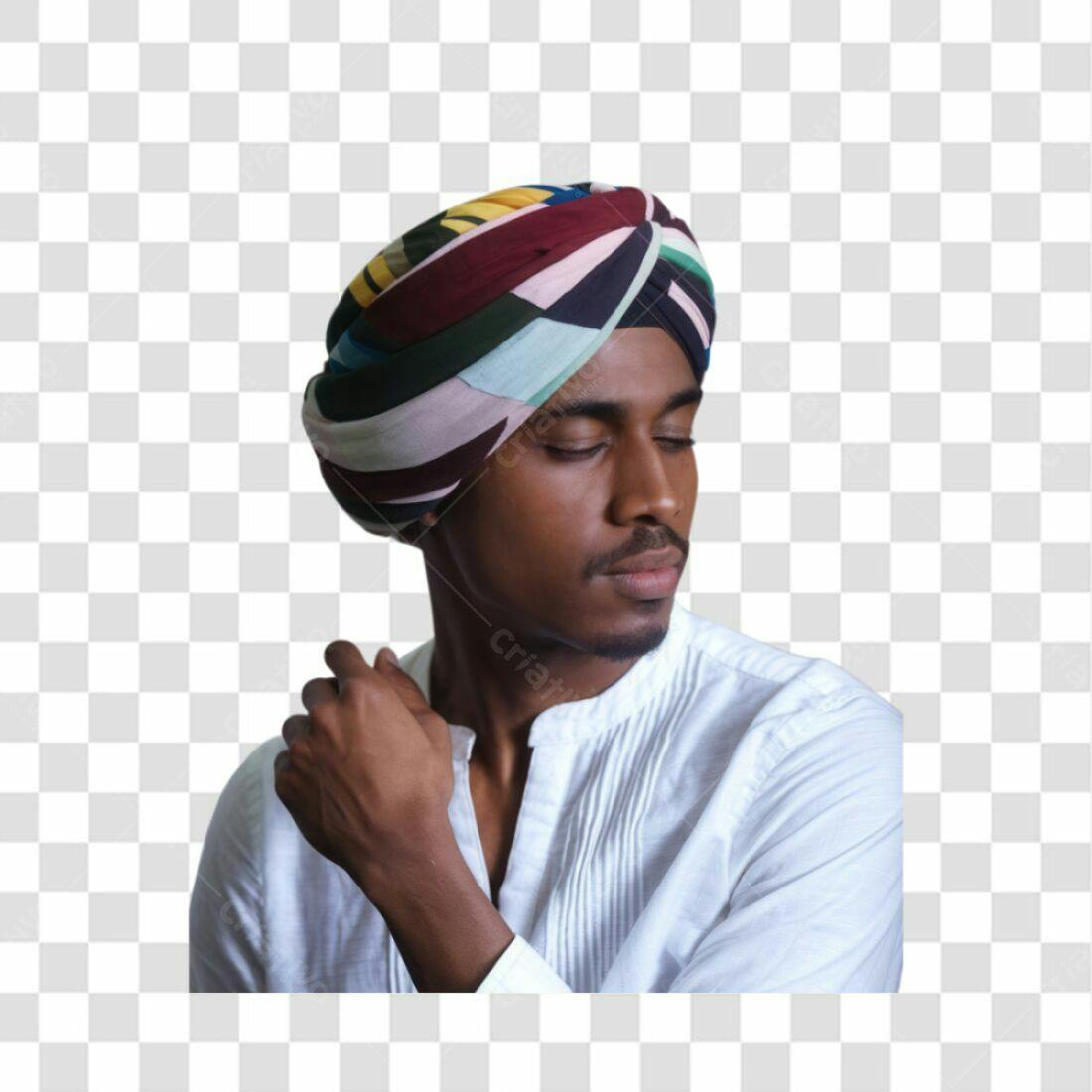 Imagem PNG com fundo transparente Homem com turbante colorido