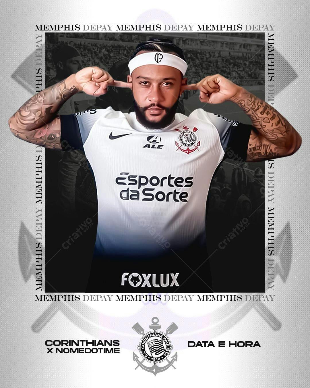 Poster Memphis Depay Corinthians PSD Editável