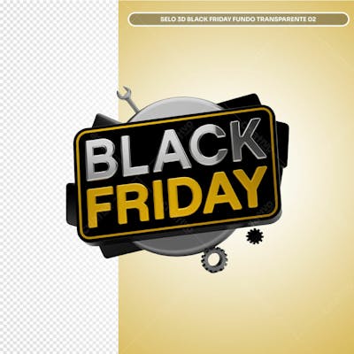 Selo 3D Black Friday Fundo Transparente 02