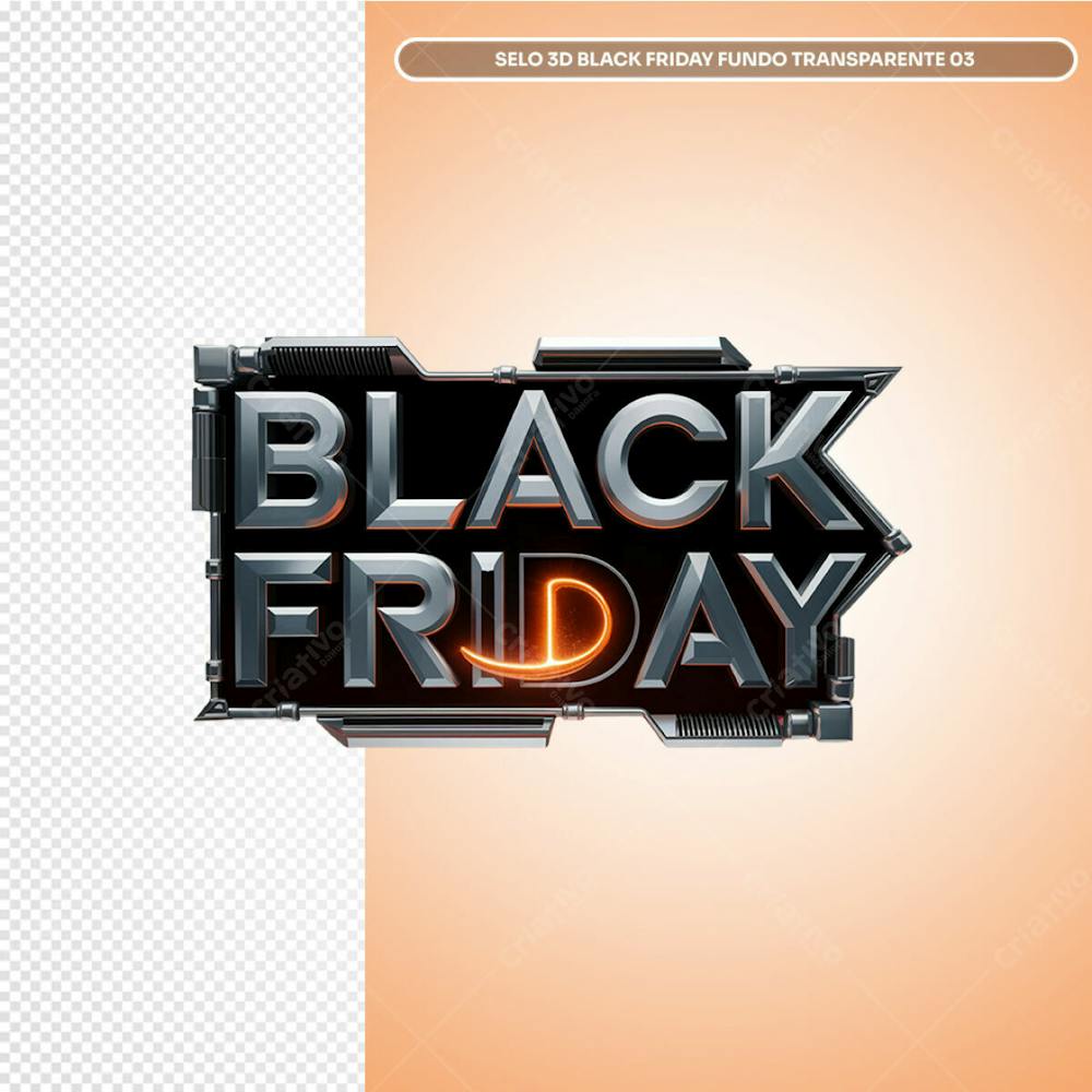 Selo 3D Black Friday Fundo Transparente 03