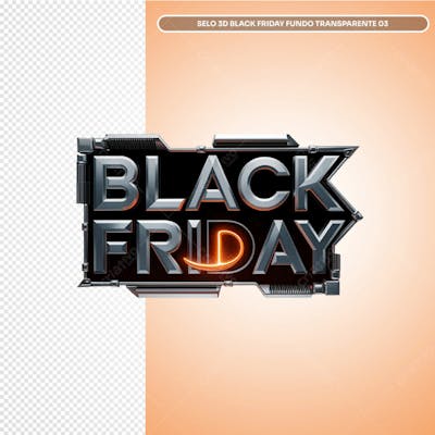 Selo 3D Black Friday Fundo Transparente 03