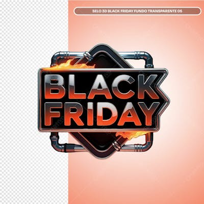 Selo 3D Black Friday Fundo Transparente 05