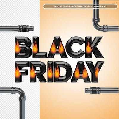 Selo 3D Black Friday Fundo Transparente 07