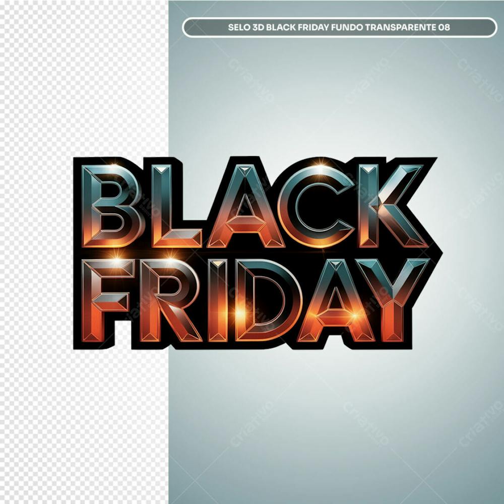 Selo 3D Black Friday Fundo Transparente 08