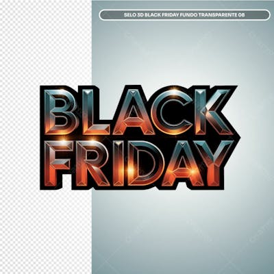 Selo 3D Black Friday Fundo Transparente 08