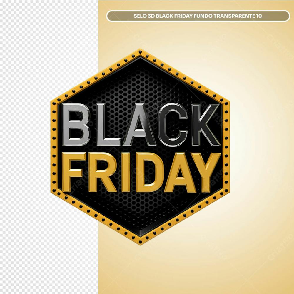 Selo 3D Black Friday Fundo Transparente 10