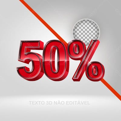 Texto 3D 50 Por Cento, Promoção Black Friday, Desconto