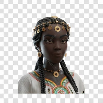 Mulher Negra Afro Elemento Psd Png