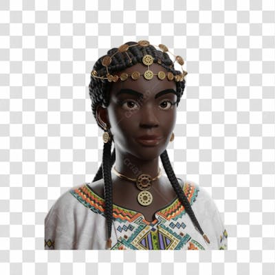 Mulher Negra Afro Elemento Psd Png