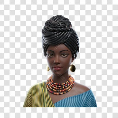 Mulher Negra Afro Elemento Psd Png
