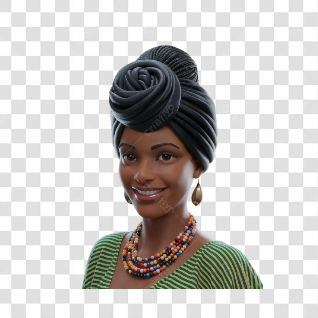 Icone Mulher Negra com Turbante PNG com fundo transparente