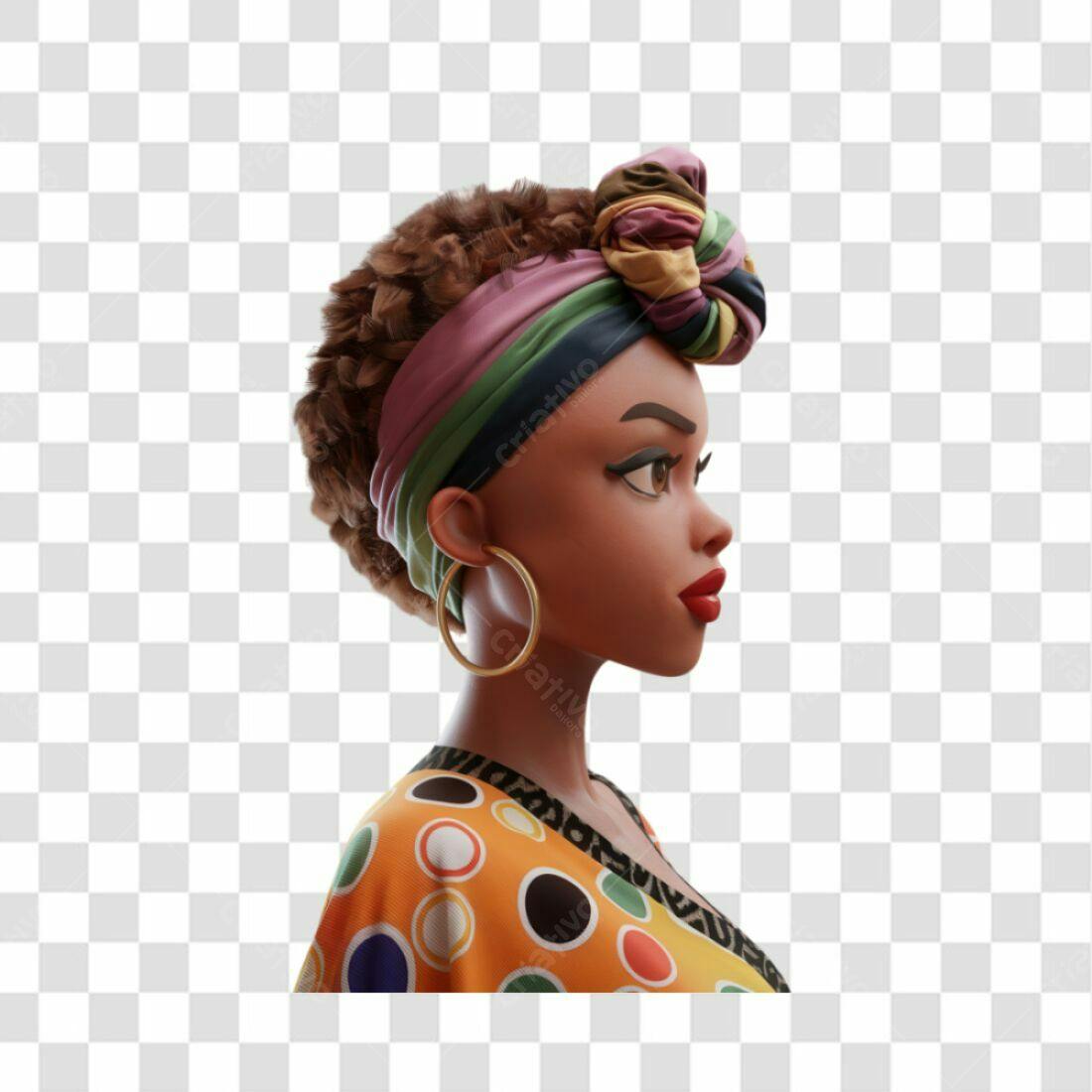 Icone mulher negra turbante PNG com fundo transparente