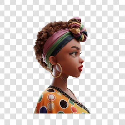 Mulher Negra Afro Elemento Psd Png