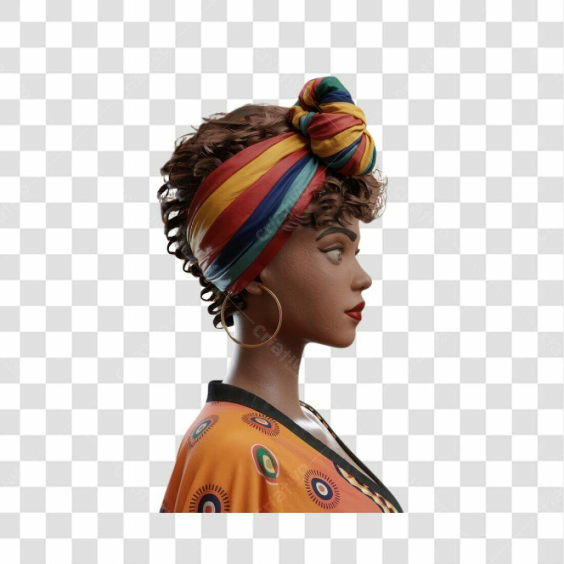 Icone Mulher Negra com Turbante PNG com fundo transparente