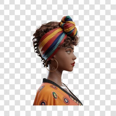 Mulher Negra Afro Elemento Psd Png