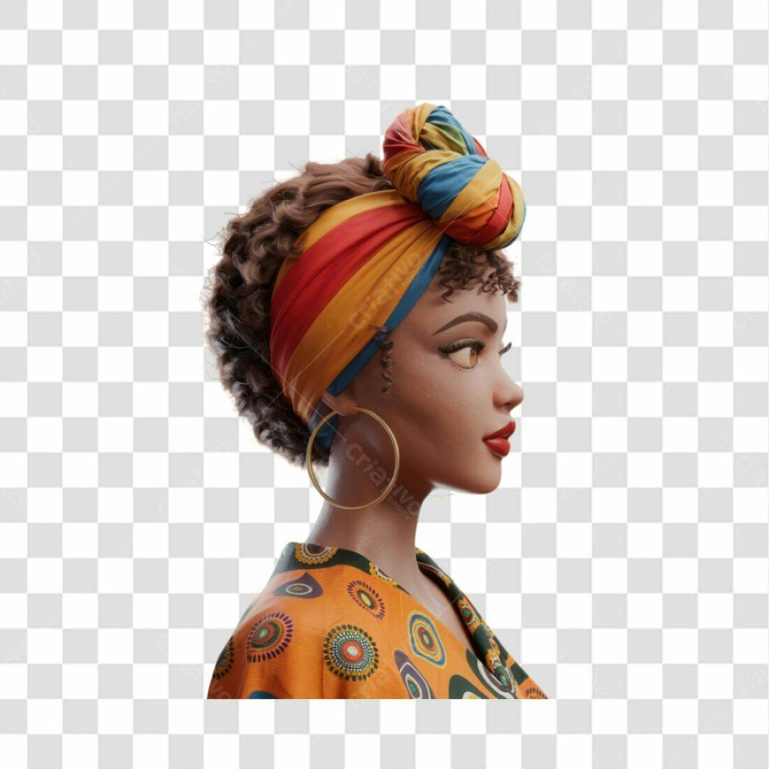Icone Mulher Negra turbante PNG com fundo transparente