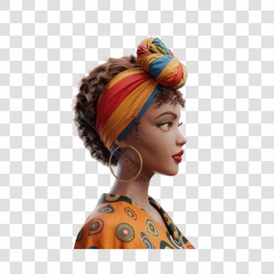 Mulher Negra Afro Elemento Psd Png