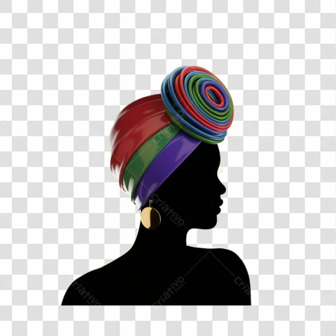 Icone turbante mulher negra PNG com fundo transparente