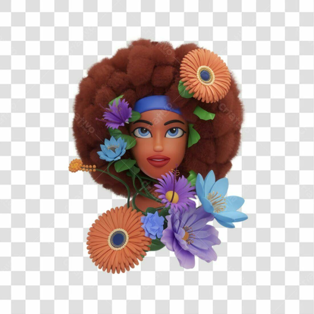 Avatar Mulher Flores PNG com fundo transparente
