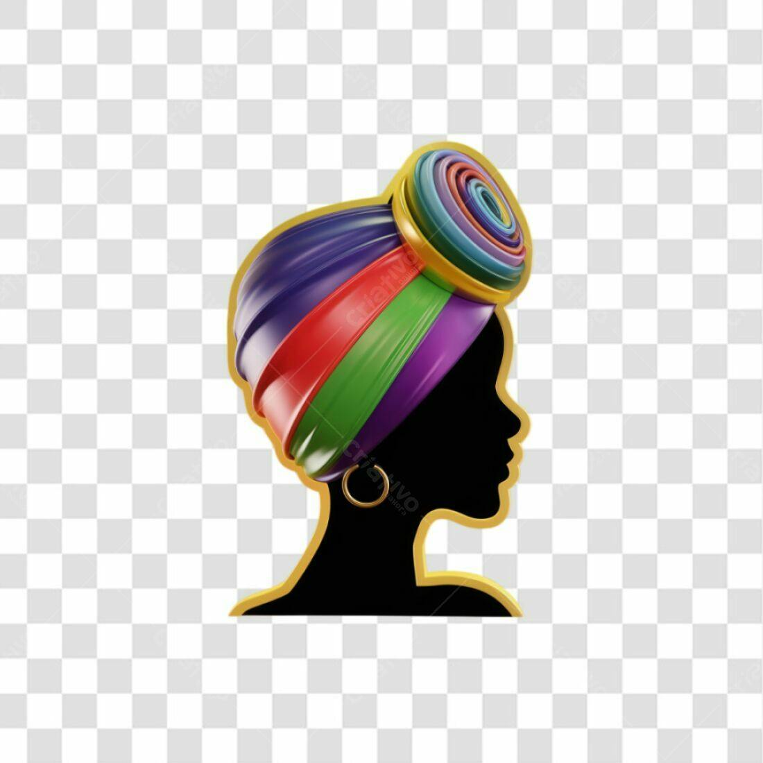 Ícone Mulher Negra com Turbante PNG com fundo transparente