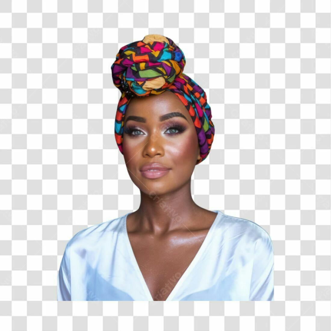 Icone Mulher Negra com Turbante PNG com fundo transparente