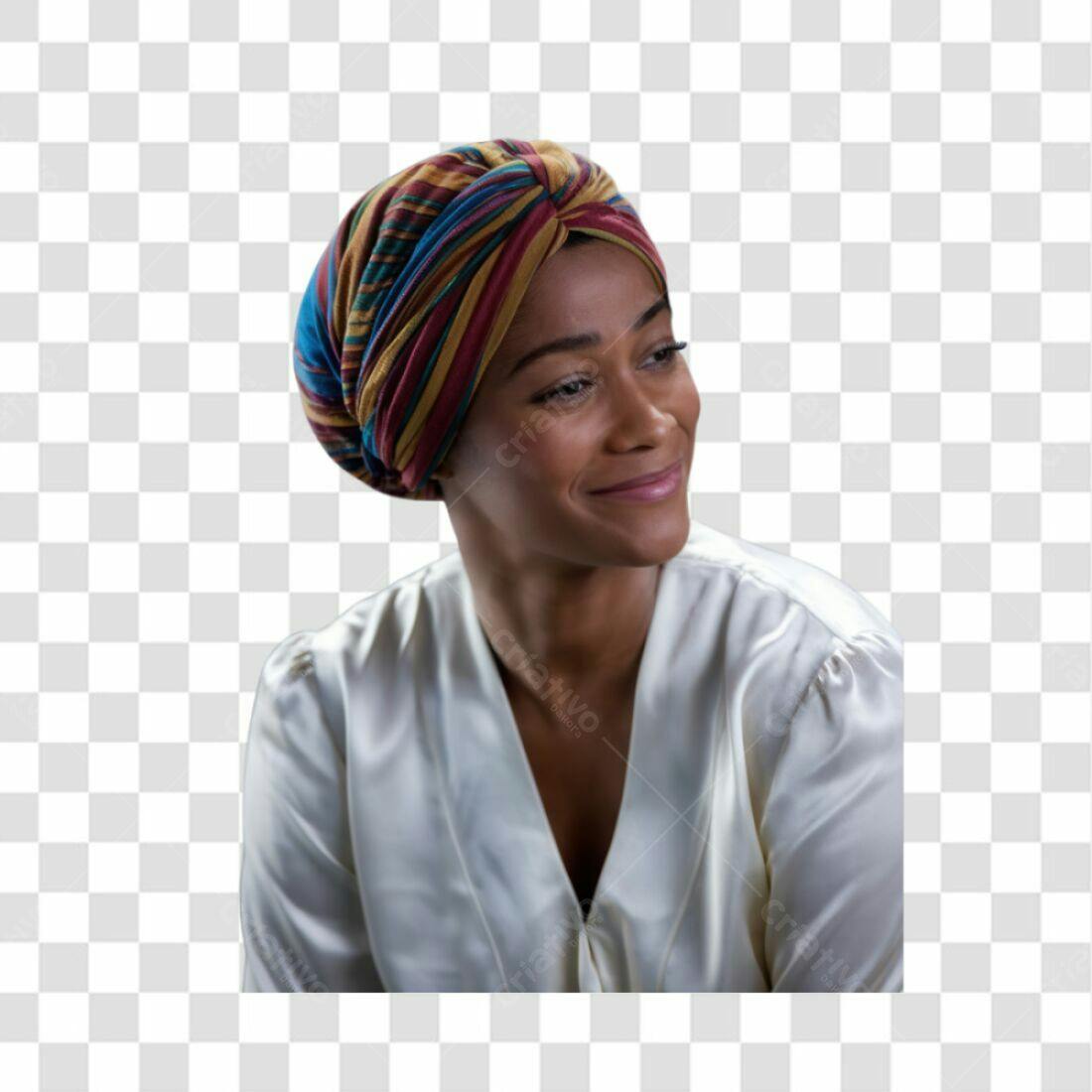 Imagem PNG mulher negra turbante fundo transparente