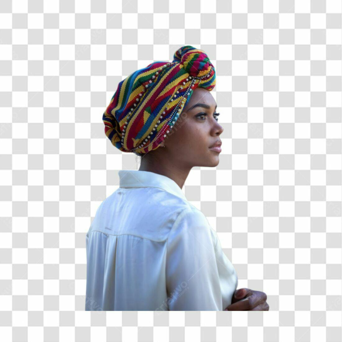Imagem PNG com fundo transparente Mulher Afro com turbante