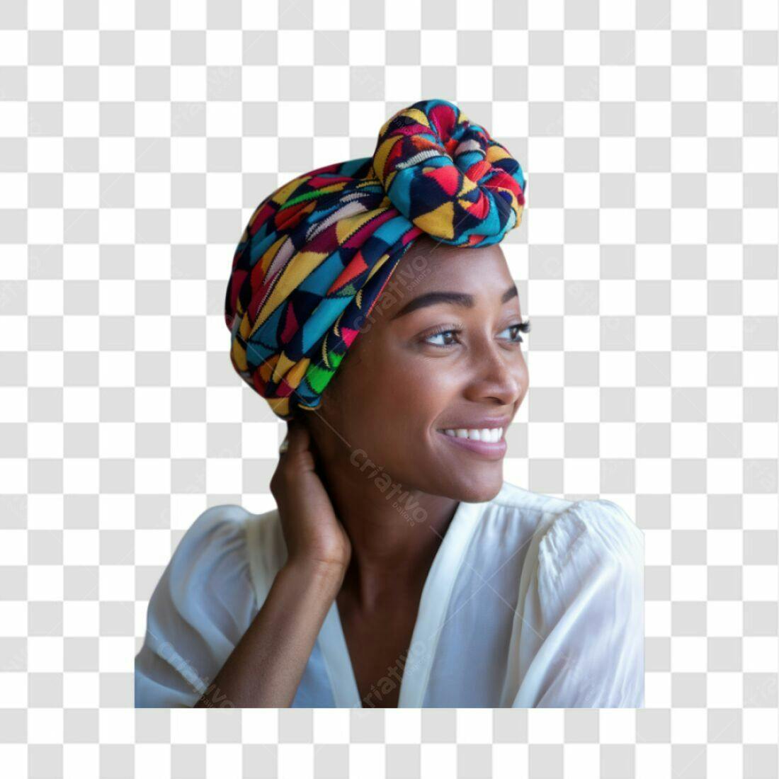 Icone Mulher Negra com Turbante PNG com fundo transparente