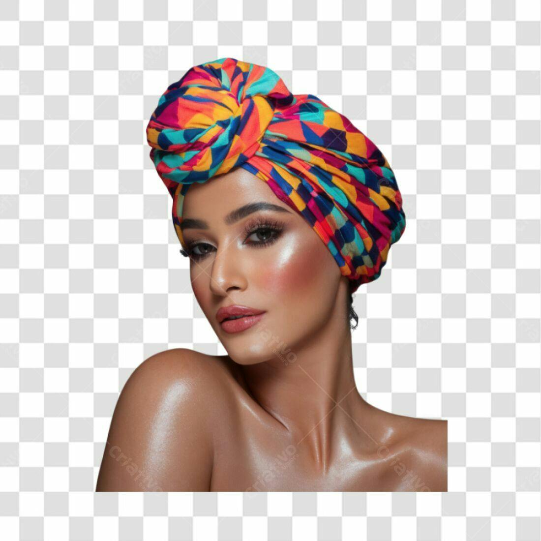 Imagem PNG com fundo transparente Mulher turbante colorido