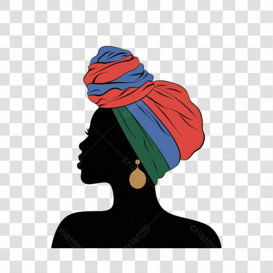 Icone Mulher Negra com Turbante PNG com fundo transparente