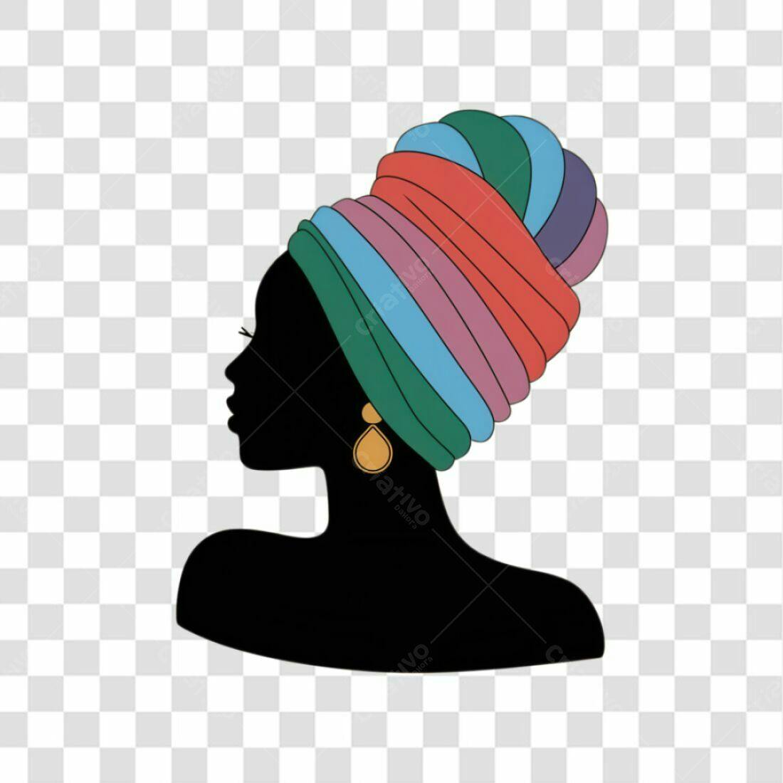 Icone Mulher Negra com Turbante PNG com fundo transparente
