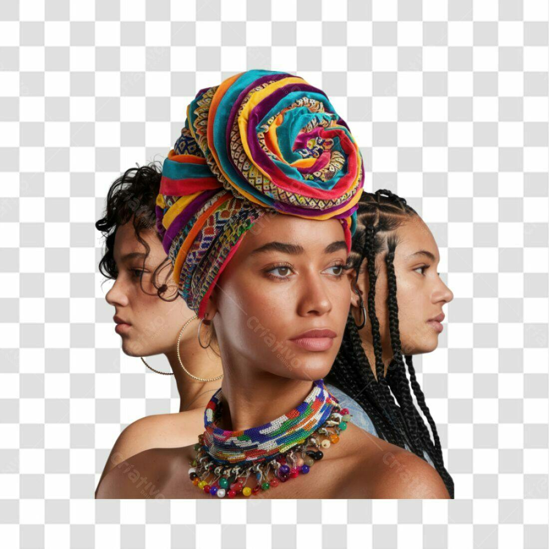 Imagem PNG com fundo transparente Mulheres Afro com turbante e colares