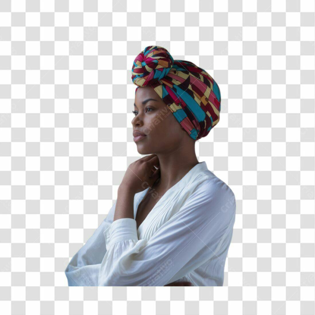 Imagem PNG com fundo transparente Mulher Negra turbante
