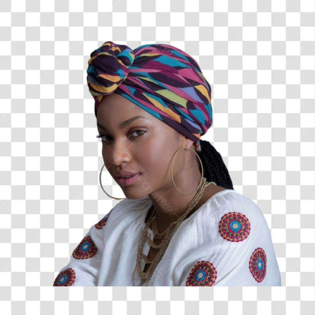 Icone Mulher Negra com Turbante PNG com fundo transparente