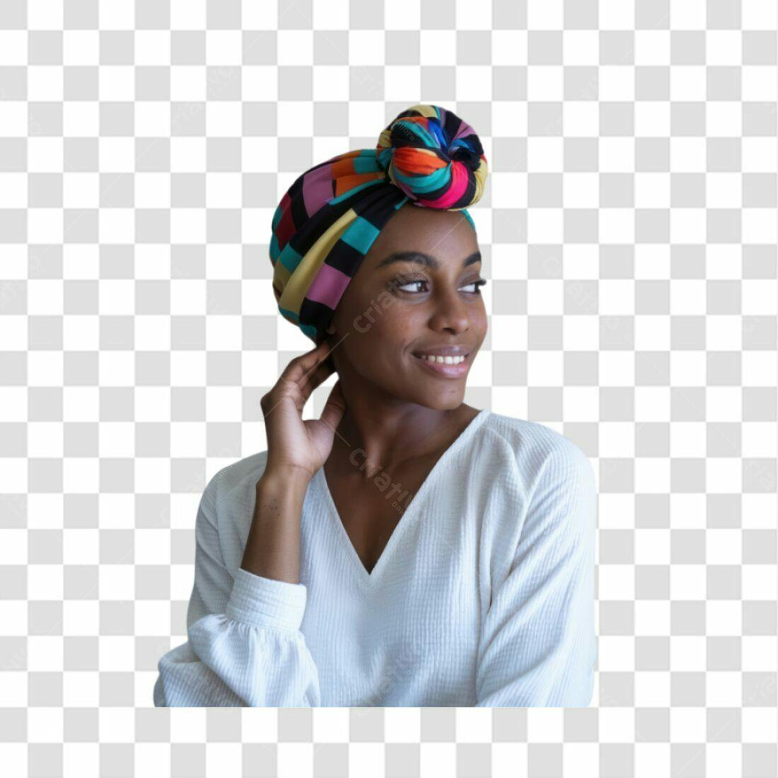 Imagem PNG com fundo transparente Mulher Negra turbante colorido