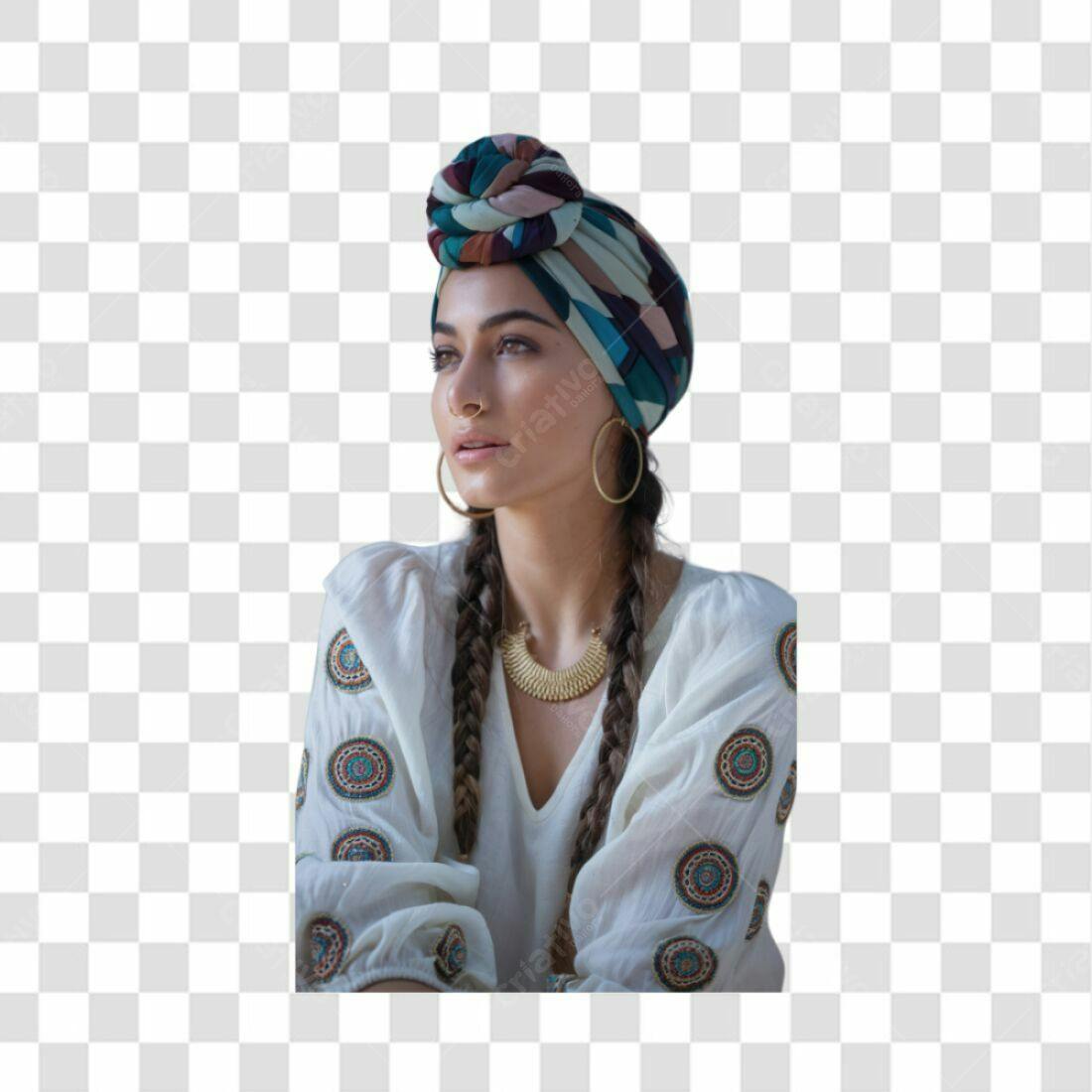 Imagem PNG com fundo transparente Mulher com turbante